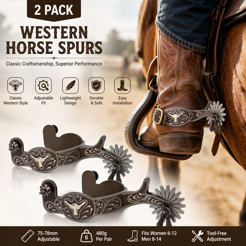 Pair horse engraved boots - 1,